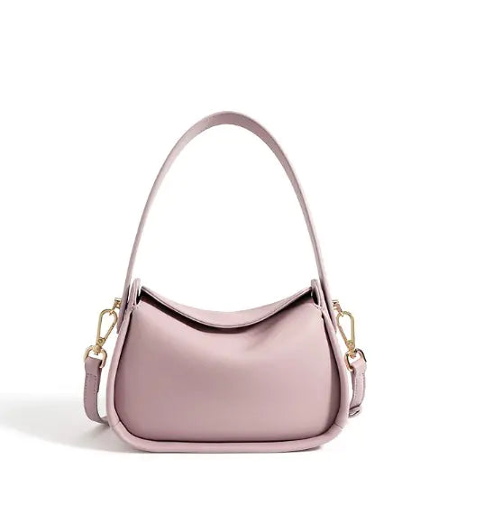 Genuine Leather Shoulder Tote Bag - Small Square Design