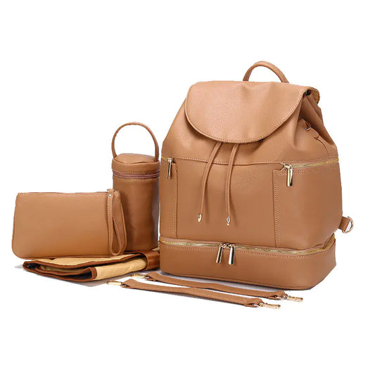 Fashionable Two-in-One PU Mommy Backpack with Accessories