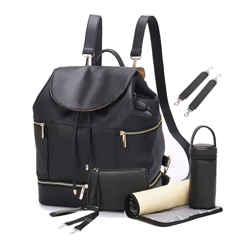Fashionable Two-in-One PU Mommy Backpack with Accessories
